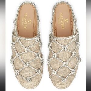 Valentino Tan and Silver Espadrilles